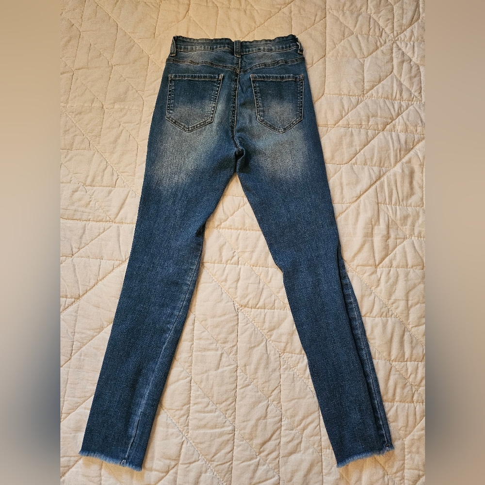 Wax Jean Skinny Distressed - Mid-Rise 4 Button Fly Jeans - Picture 2 of 10